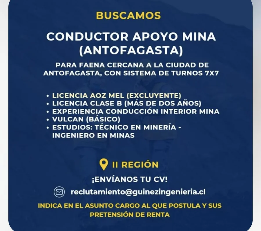 Conductor de Apoyo Mina - imagen 1