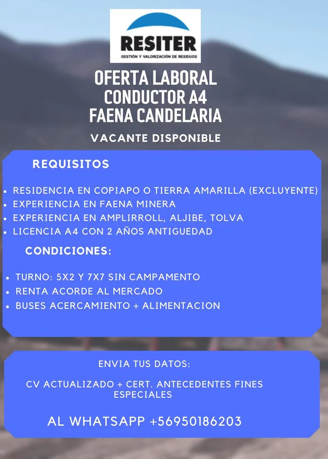 Conductor A4 - Faena Candelaria - imagen 1