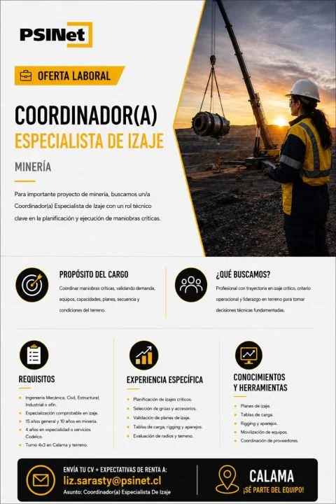 Coordinador(a) Especialista de Izaje - imagen 1