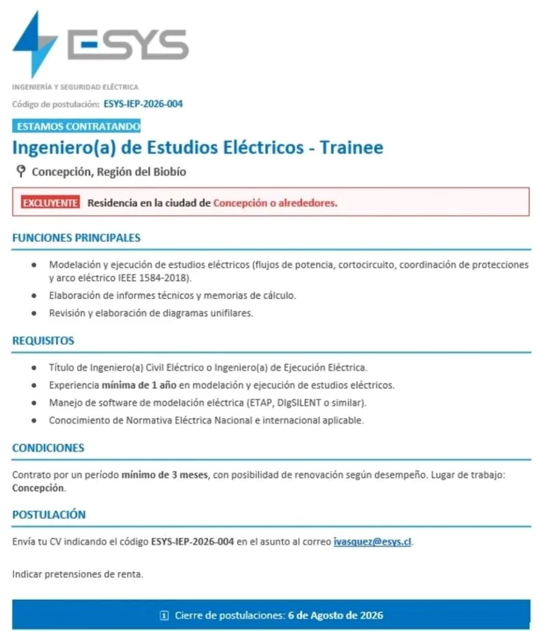 Ingeniero de Estudios Eléctricos - Trainee - imagen 1