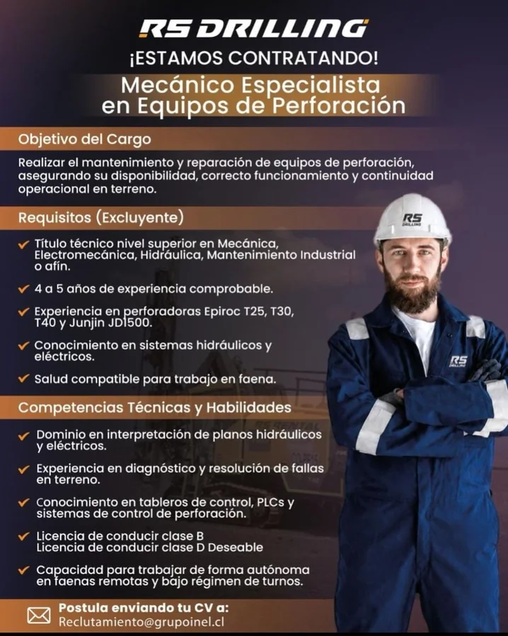 Mecánico Especialista en Equipos de Perforación - imagen 1