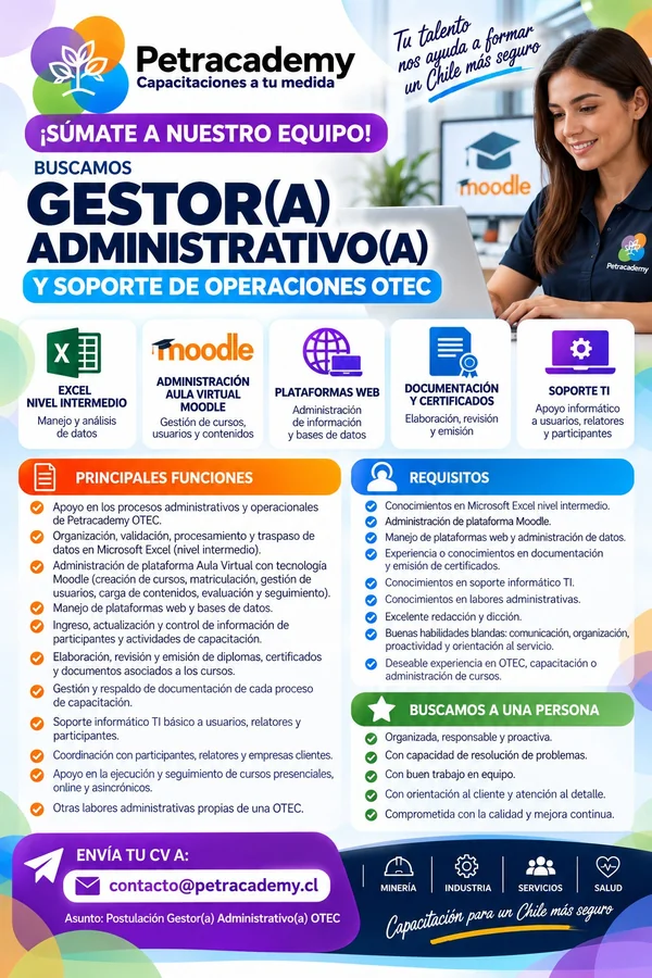 Gestor(a) Administrativo(a) y Soporte de Operaciones OTEC - imagen 1