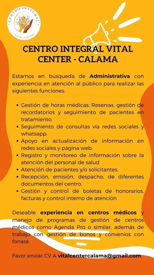 Administrativa para centro de salud Calama - imagen 1