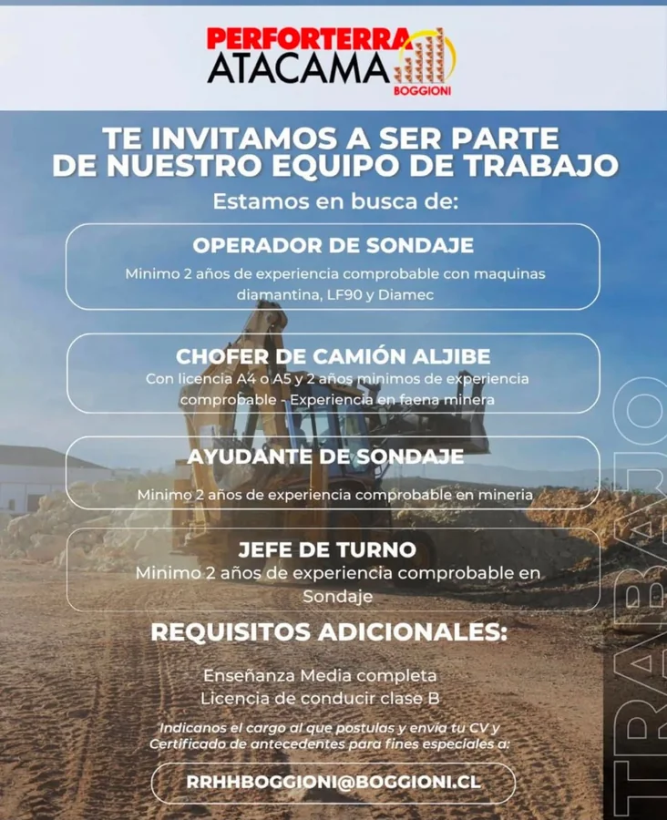 Operador de Sondeaje y Cargos Mineros - imagen 1