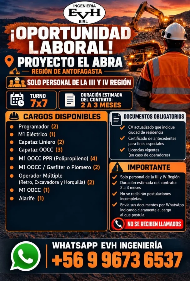 Cargos Operacionales para Proyecto El Abra - imagen 1