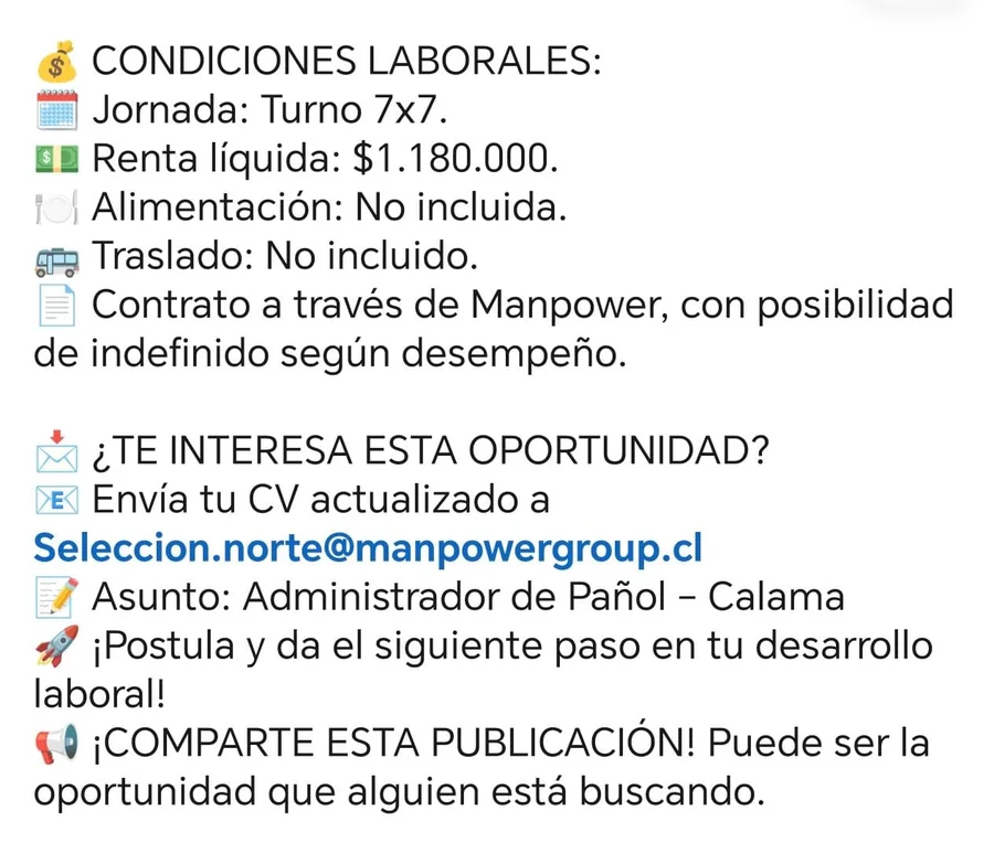 Administrador de Pañol - imagen 1