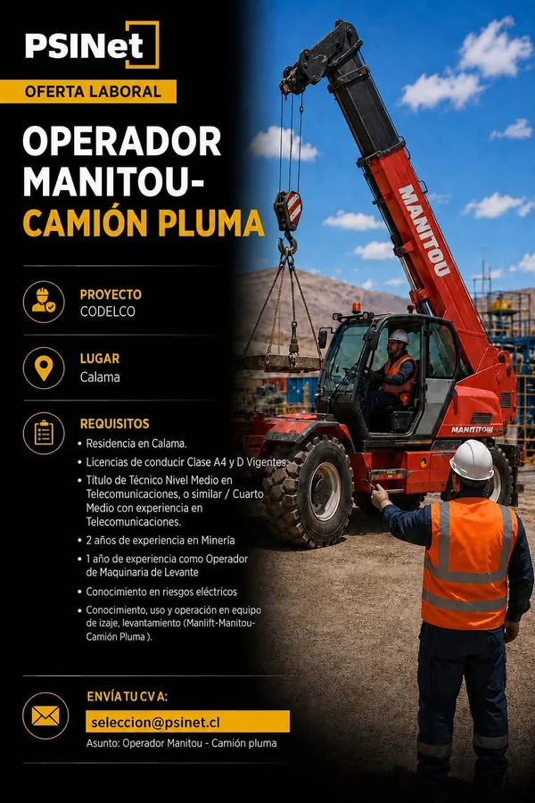 Operador Manitou - Camión Pluma - imagen 1