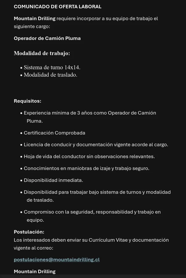 Operador de Camión Pluma - imagen 1