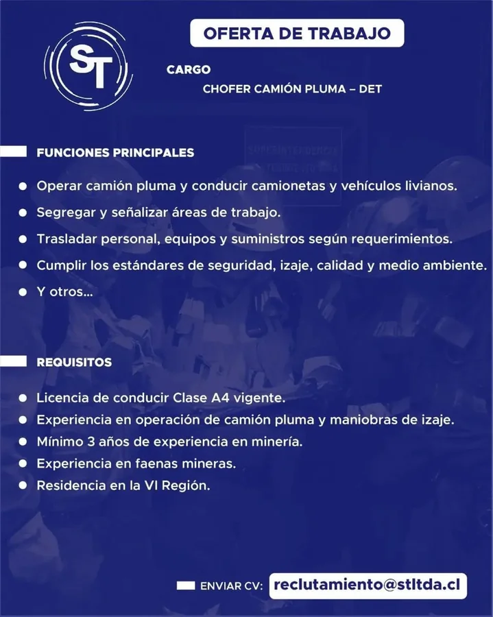 Chofer de Camión Pluma - imagen 1