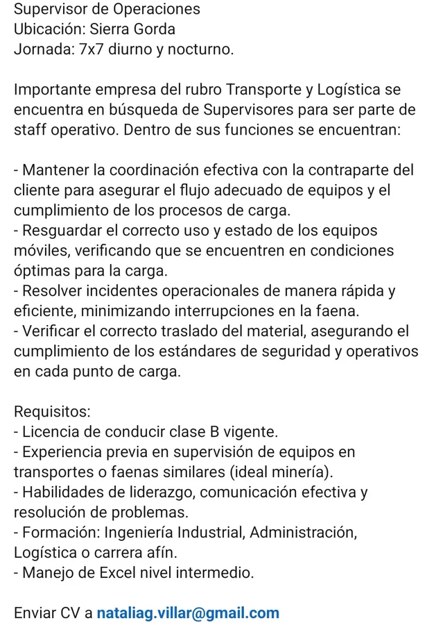 Supervisor de Operaciones - imagen 1