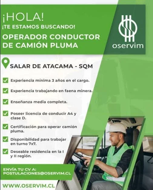 Operador Conductor de Camión Pluma - imagen 1
