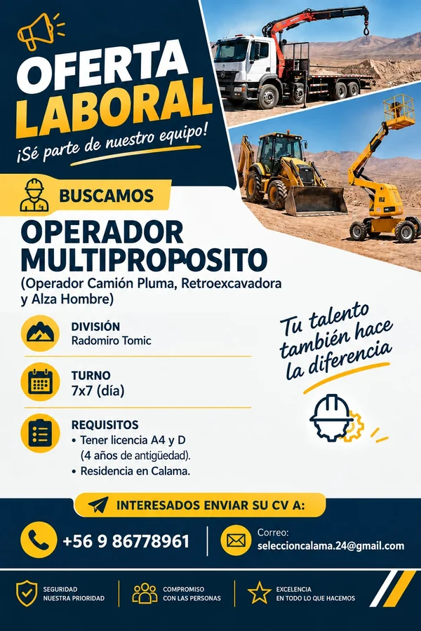 Operador Multipropósito - División Radomiro Tomic - imagen 1