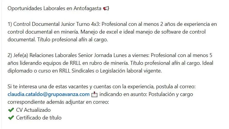 Control Documental y Jefe de Relaciones Laborales - imagen 1