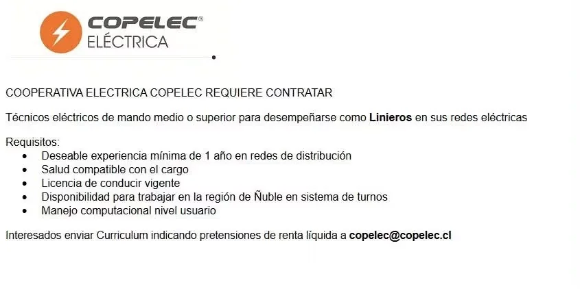 Técnico Eléctrico Liniero - imagen 1