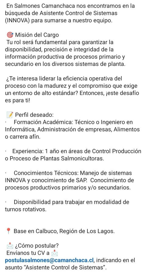 Asistente Control de Sistemas (INNOVA) - imagen 1