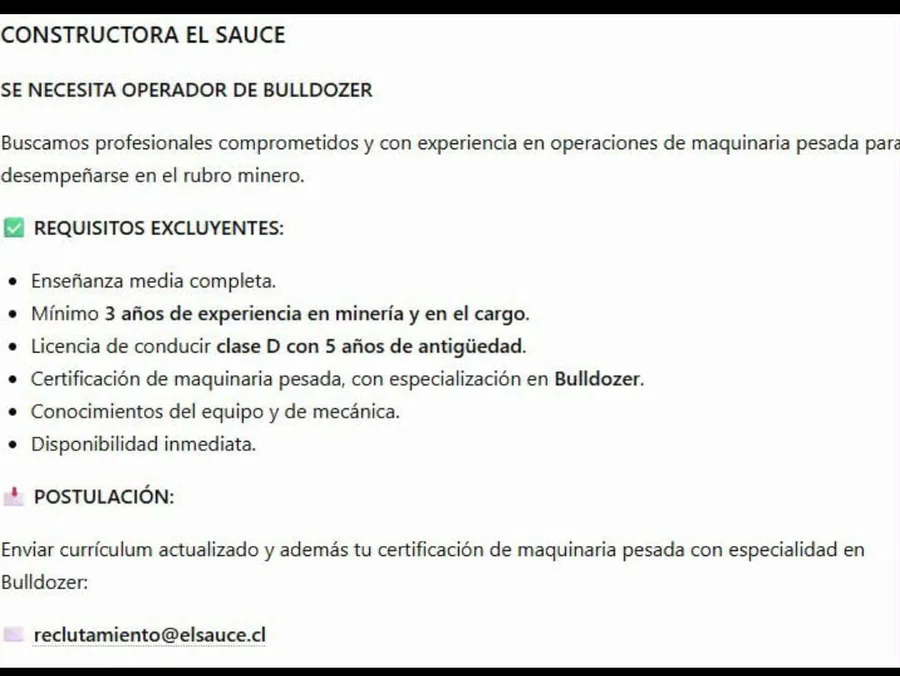 Operador de Bulldozer - imagen 1