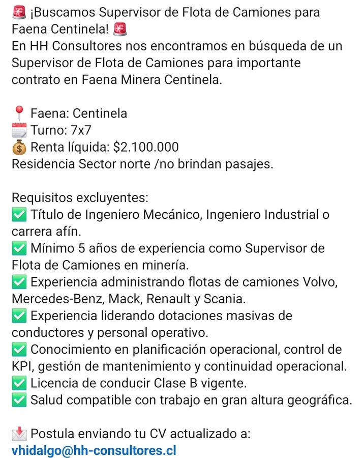 Supervisor de Flota de Camiones - imagen 1