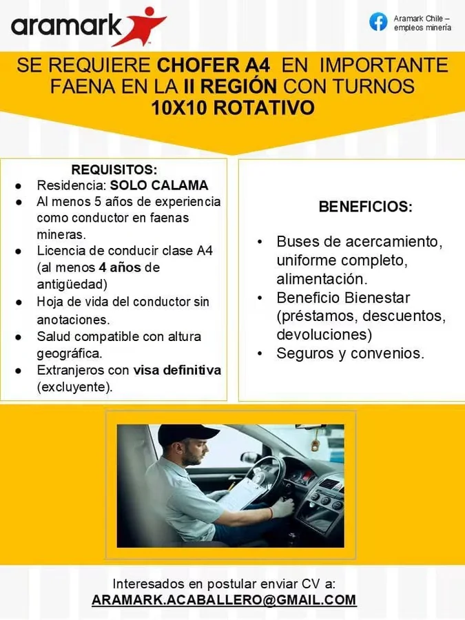 Chofer A4 para Faena Minera - imagen 1