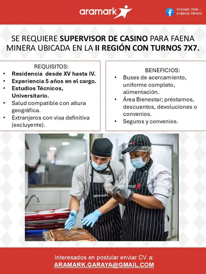 Supervisor de Casino para Faena Minera - imagen 1