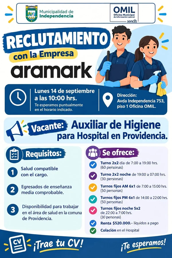 Auxiliar de Higiene para Hospital en Providencia - imagen 1