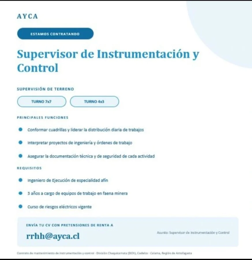 Supervisor de Instrumentación y Control - imagen 1