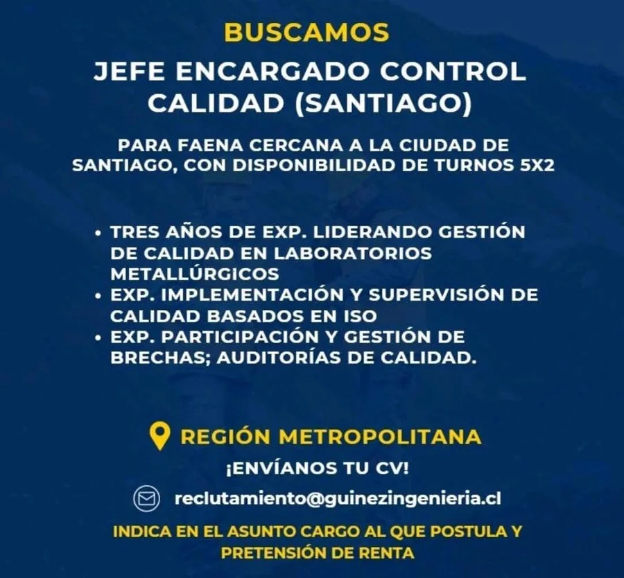 Jefe Encargado Control Calidad - imagen 1