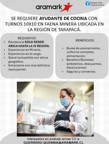 Ayudante de Cocina en Faena Minera - imagen 1