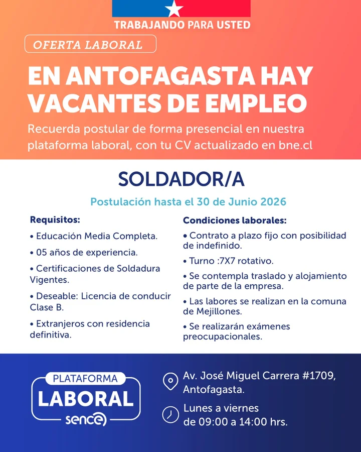 Soldador/a en Mejillones - imagen 1