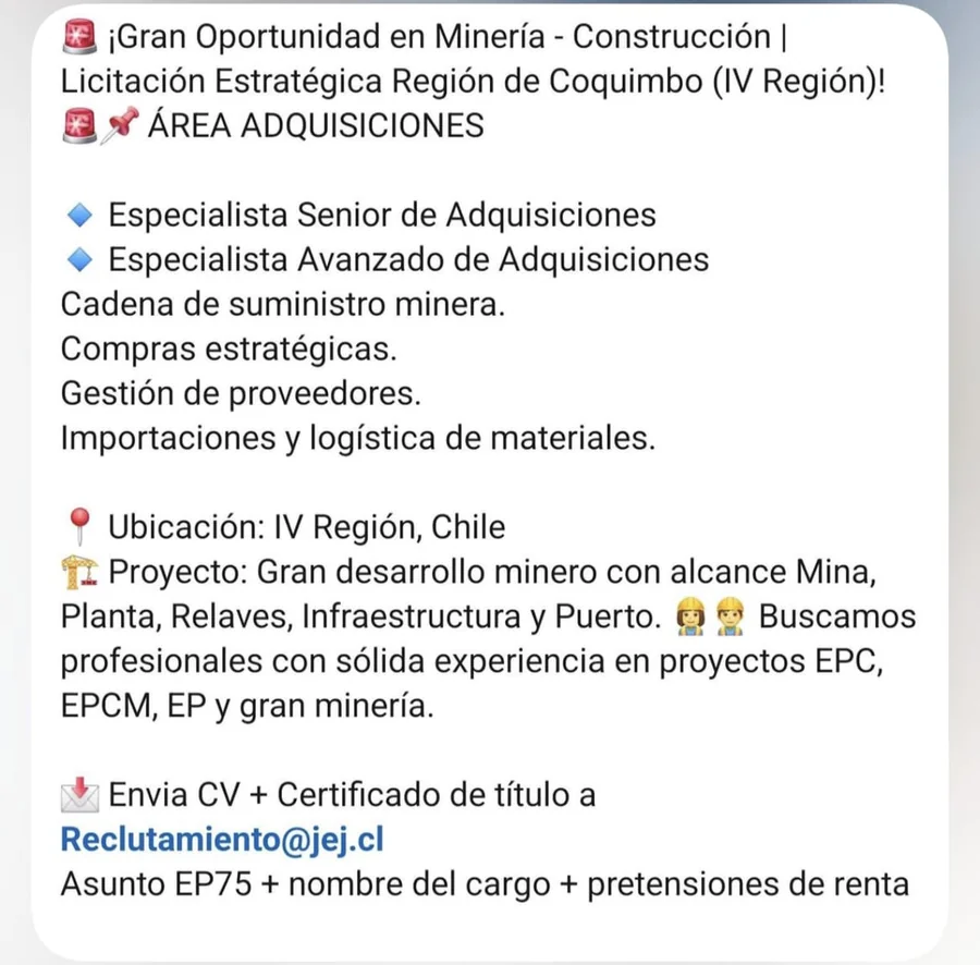 Especialistas en Adquisiciones Minería - imagen 1