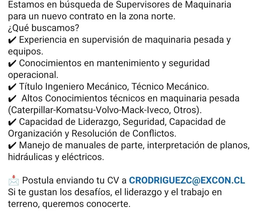 Supervisor de Maquinaria - imagen 1