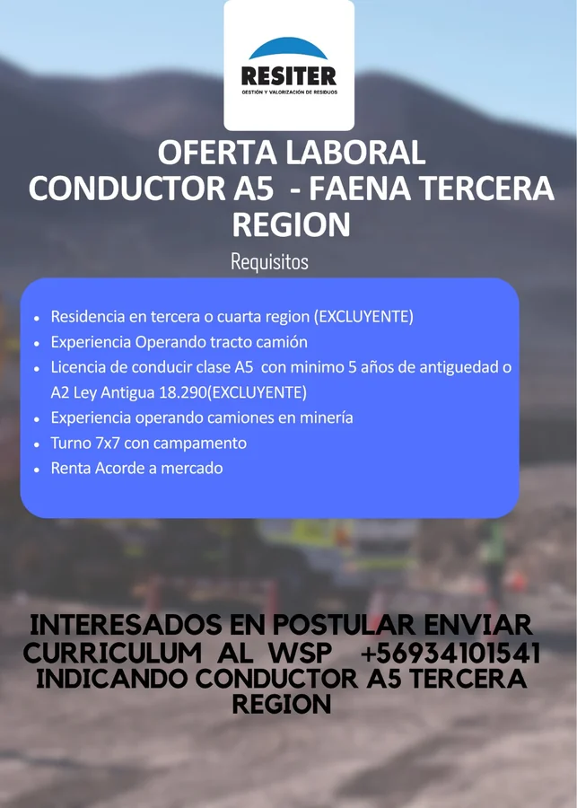 Conductor A5 - Faena Tercera Región - imagen 1