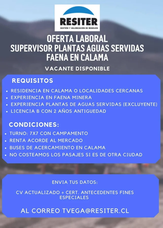 Supervisor de Planta de Aguas Servidas - imagen 1