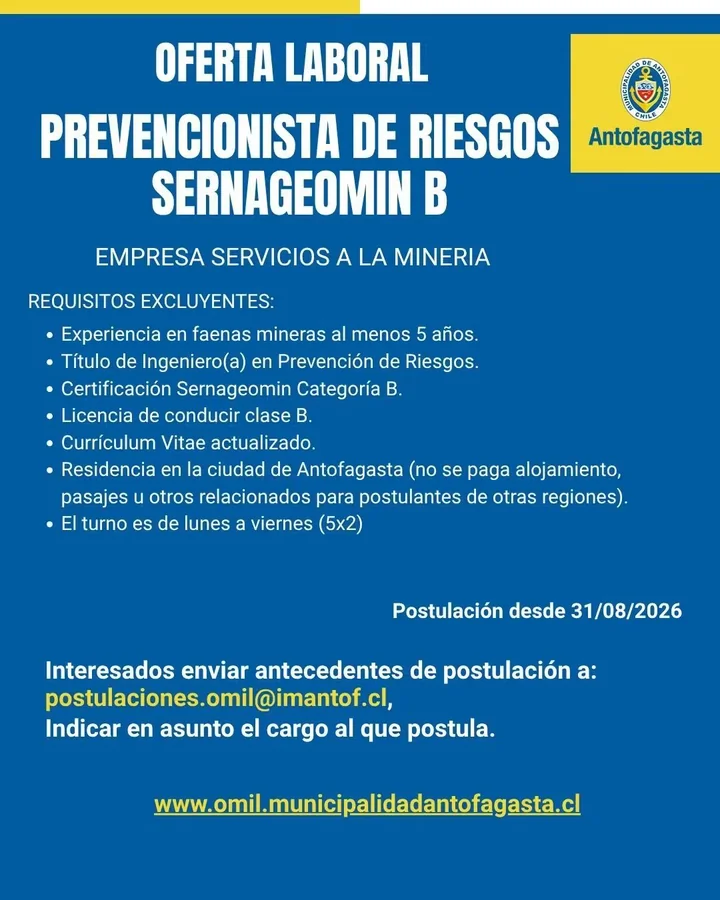 Prevencionista de Riesgos Sernageomin B - imagen 1
