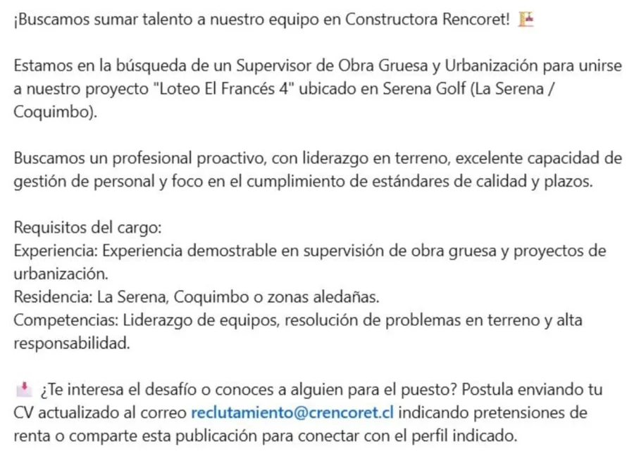 Supervisor de Obra Gruesa y Urbanización - imagen 1