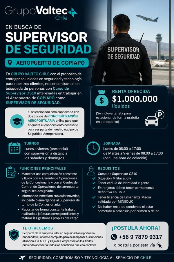 Supervisor de Seguridad - Aeropuerto de Copiapó - imagen 1