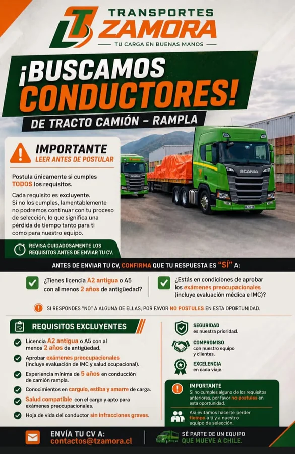 Conductor de Tracto Camión Rampla - imagen 1