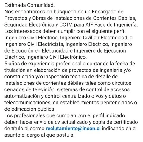 Encargado de Proyectos Corrientes Débiles y CCTV - imagen 1