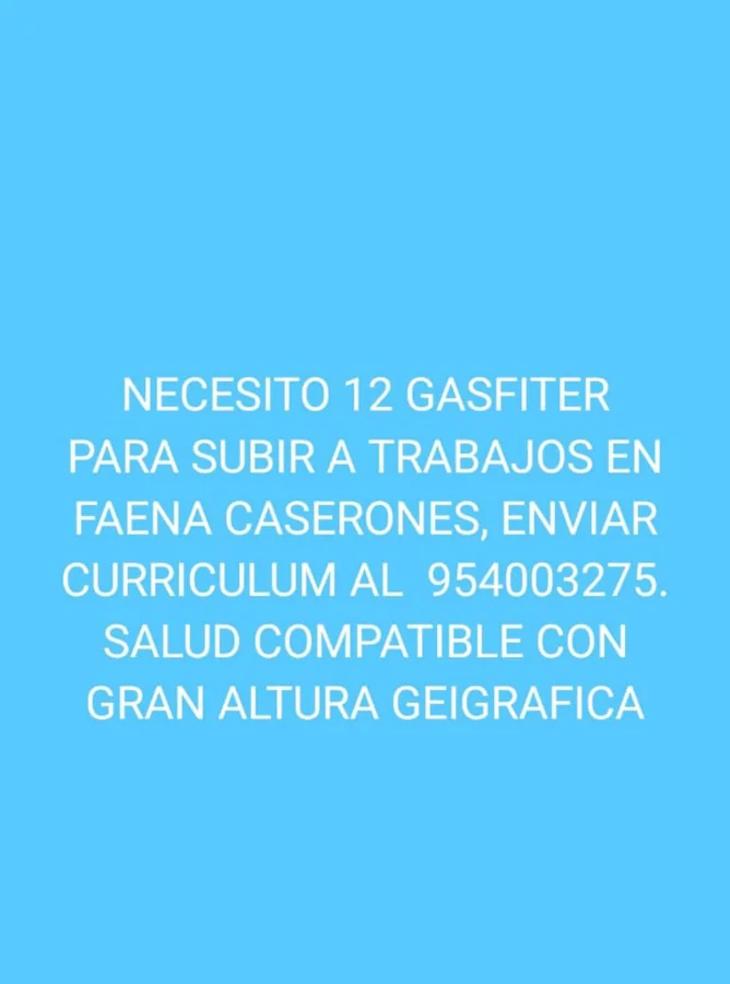 Gásfiter para Faena Caserones - imagen 1