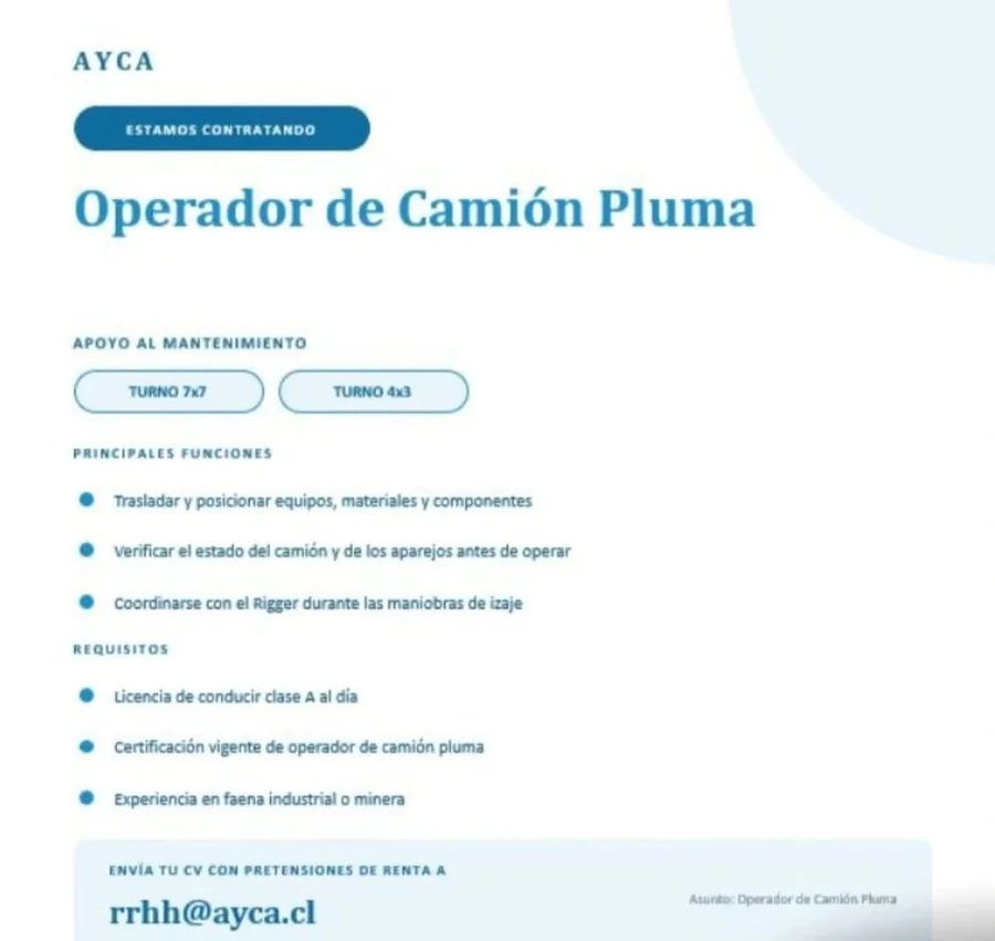Operador de Camión Pluma - imagen 1