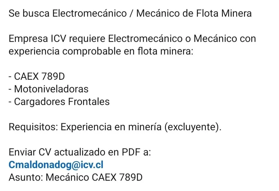 Electromecánico / Mecánico de Flota Minera - imagen 1