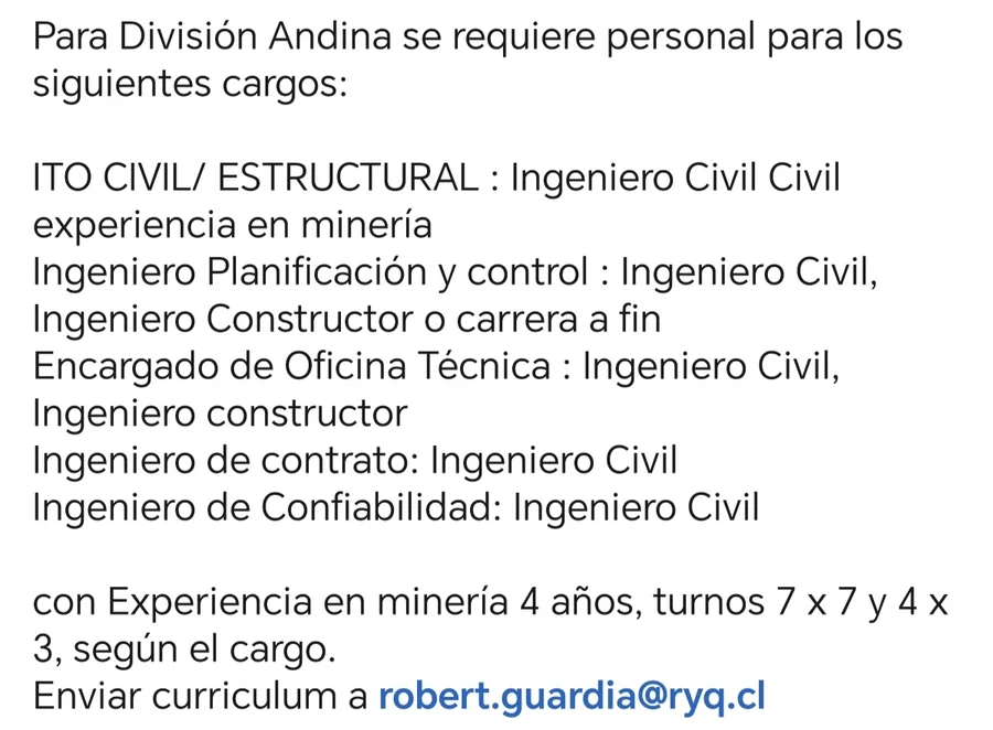 Ingenieros para División Andina - imagen 1