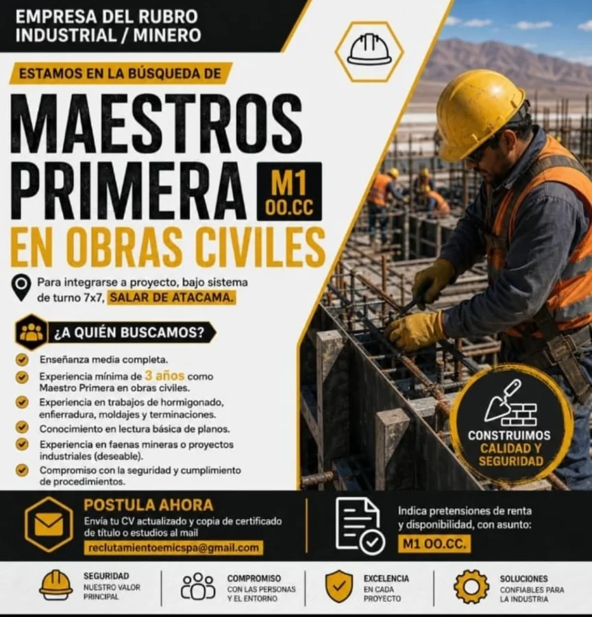 Maestro Primera de Obras Civiles - Salar de Atacama - imagen 1