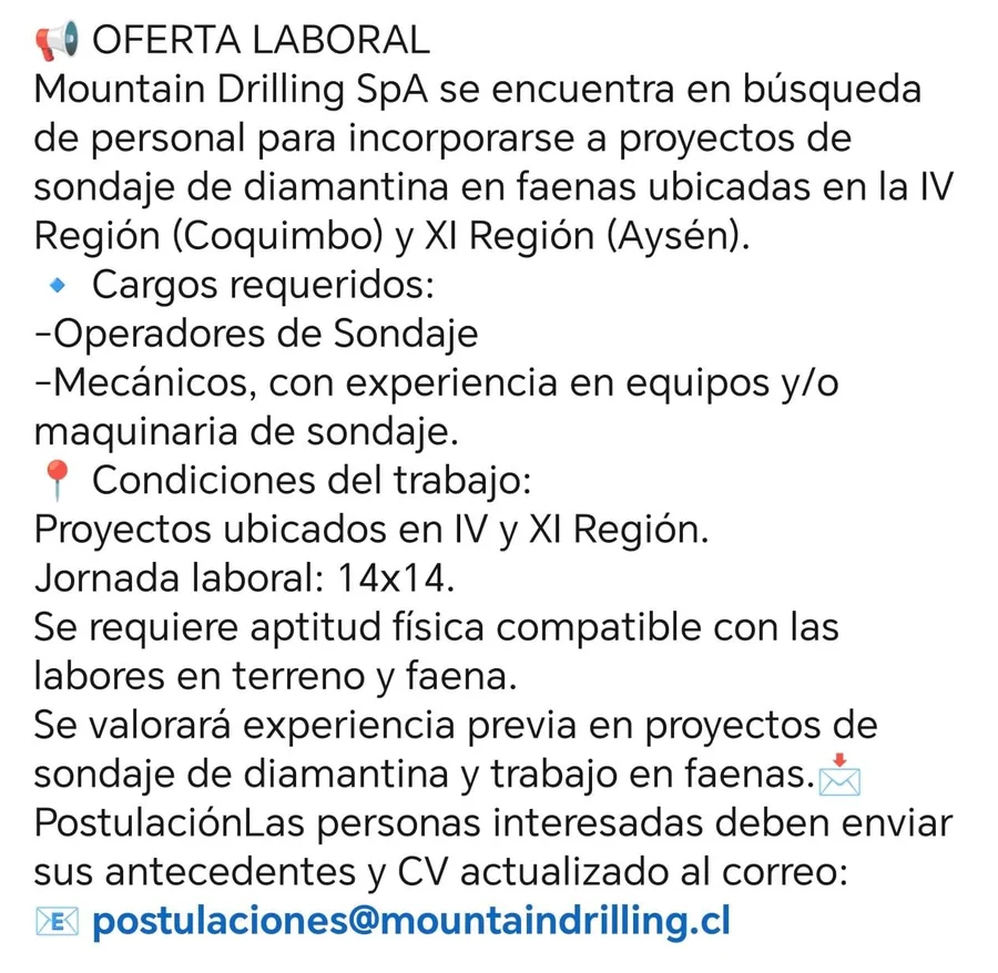 Operadores de Sondaje y Mecánicos - imagen 1