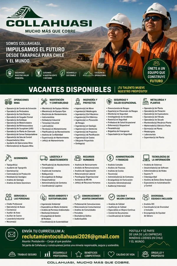 Collahuasi Vacantes Minería y Operaciones - imagen 1