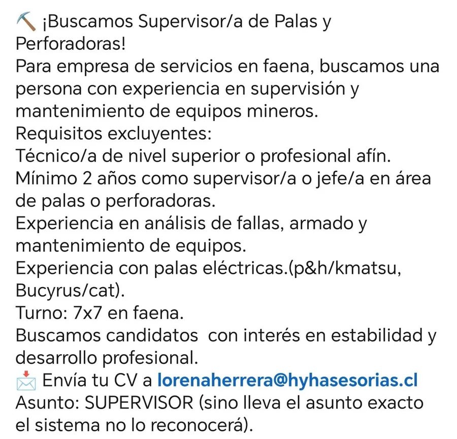 Supervisor de Palas y Perforadoras - imagen 1