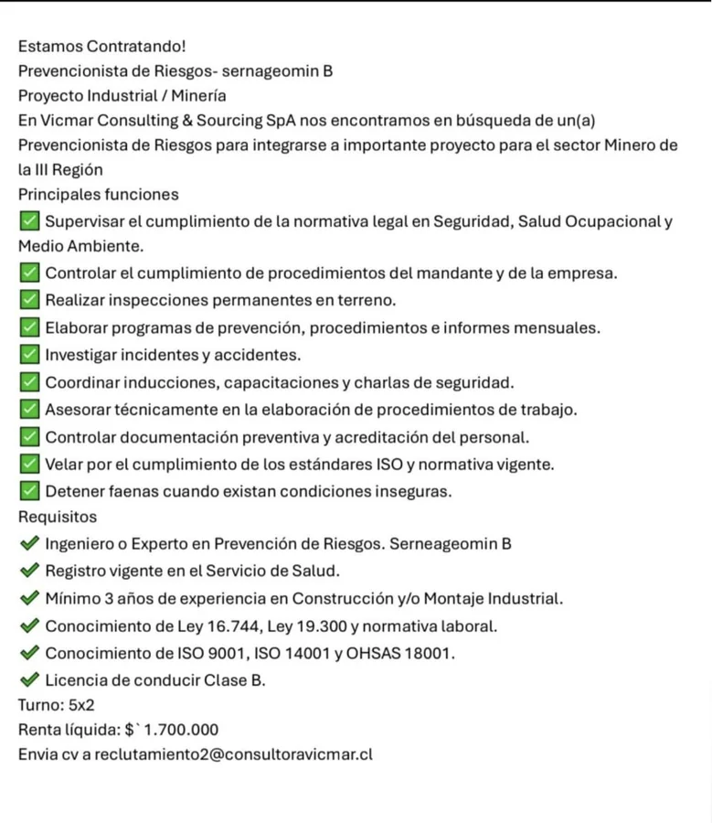 Prevencionista de Riesgos - imagen 1