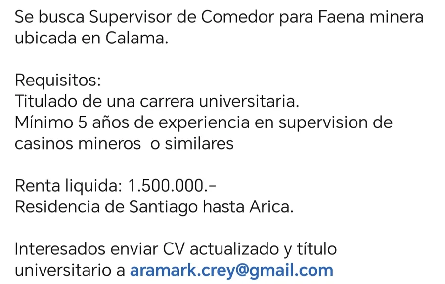 Supervisor de Comedor - imagen 1