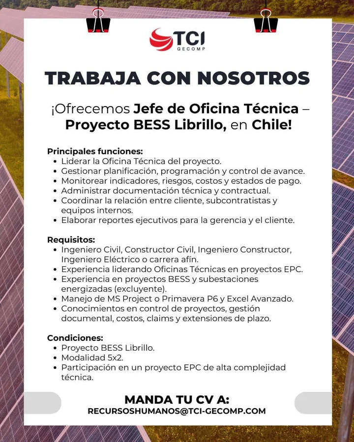 Jefe de Oficina Técnica - Proyecto BESS Librillo - imagen 1