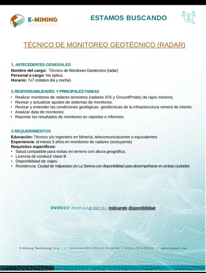 Técnico de Monitoreo Geotécnico - imagen 1