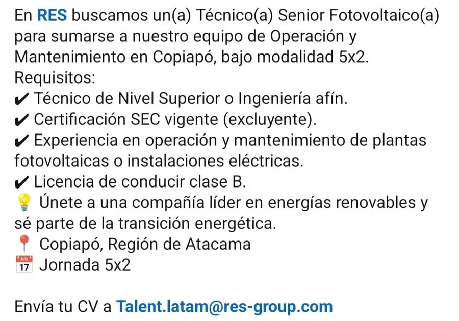 Técnico/a Senior Fotovoltaico/a - imagen 1